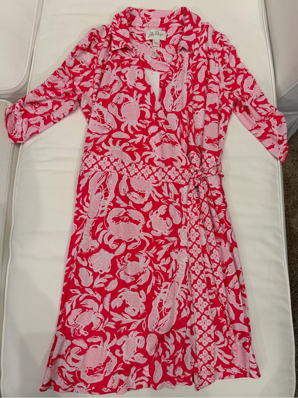 Lilly Pulitzer Red, Pink, & White Romper with Crab Print